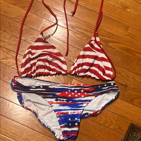 OP Vibrant Red and Blue Bikini - Picture 1 of 3